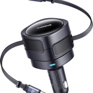 BASEUS ENJOYMENT MAX, ΦΟΡΤΙΣΤΗΣ ΑΥΤΟΚΙΝΗΤΟΥ, ΚΑΛΩΔΙΑ LIGHTNING ΚΑΙ TYPE-C, 60W, ΜΑΥΡΟ