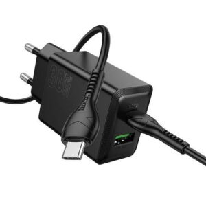 HOCO N71 NUEVO, ΣΕΤ ΓΡΗΓΟΡΗΣ ΦΟΡΤΙΣΗΣ, 30W, 2 ΘΥΡΕΣ, ΜΑΥΡΟ