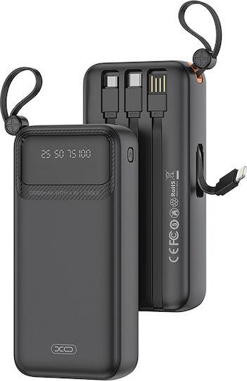 XO PR279, POWERBANK, 20000MAh, ΜΕ 4 ΚΑΛΩΔΙΑ, ΜΑΥΡΟ