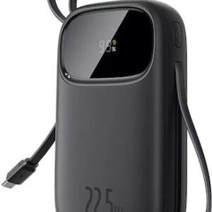 BASEUS ENERFILL FC31, POWERBANK, 10000MAh, ΜΕ 2 ΚΑΛΩΔΙΑ, 22.5W, ΜΕ ΨΗΦΙΑΚΗ ΟΘΟΝΗ, ΜΑΥΡΟ