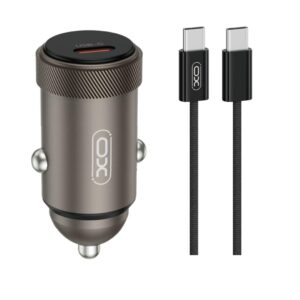 XO CC70 MINI METAL ΦΟΡΤΙΣΤΗΣ ΑΥΤΟΚΙΝΗΤΟΥ, PD30W, 1 ΘΥΡΑ PD, ΜΕ ΚΑΛΩΔΙΟ PD ΣΕ TYPE-C, ΜΑΥΡΟΣ