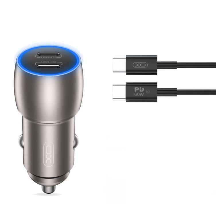 XO CC51 ΦΟΡΤΙΣΤΗΣ ΑΥΤΟΚΙΝΗΤΟΥ PD 40W, ΜΕ ΚΑΛΩΔΙΟ TYPE-C, 2 ΘΥΡΕΣ TYPE-C , ΜΕΤΑΛΛΙΚΟΣ