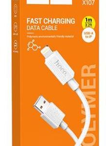 HOCO X107 FAVOR CHARGING DATA CABLE IP, ΛΕΥΚΟ