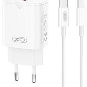 XO L131 ΦΟΡΤΙΣΤΗΣ PD30W, 1 ΘΥΡΑ, ΜΕ ΚΑΛΩΔΙΟ TYPE-C ΣΕ TYPE-C, ΛΕΥΚΟ