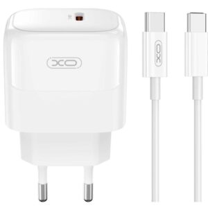 XO L136 ΦΟΡΤΙΣΤΗΣ PD20W, 1 ΘΥΡΑ, ΜΕ ΚΑΛΩΔΙΟ TYPE-C ΣΕ TYPE-C, ΛΕΥΚΟ