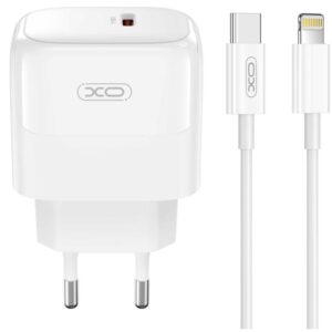 XO L136 ΦΟΡΤΙΣΤΗΣ PD20W, 1 ΘΥΡΑ, ΜΕ ΚΑΛΩΔΙΟ TYPE-C ΣΕ LIGHTNING, ΛΕΥΚΟ