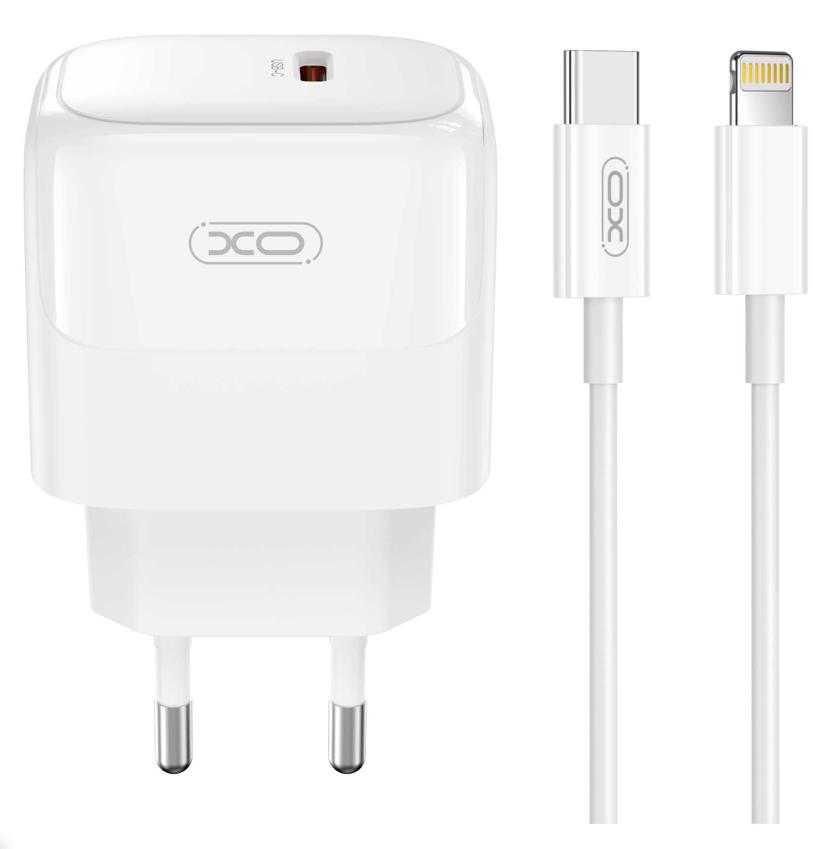 XO L136 ΦΟΡΤΙΣΤΗΣ PD20W, 1 ΘΥΡΑ, ΜΕ ΚΑΛΩΔΙΟ TYPE-C ΣΕ LIGHTNING, ΛΕΥΚΟ
