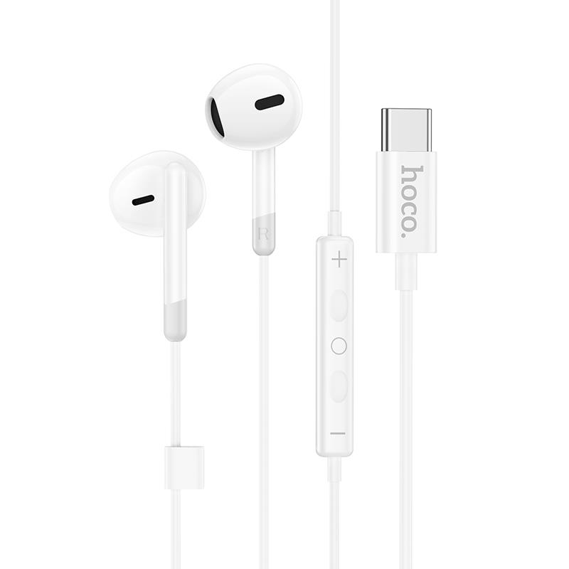 HOCO M109 ΑΚΟΥΣΤΙΚΑ HANDSFREE TYPE-C SUNNY ME ΧΕΙΡΙΣΤΗΡΙΟ ΣΤΟ ΚΑΛΩΔΙΟ, ΛΕΥΚΟ