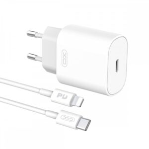 XO L91EU ΦΟΡΤΙΣΤΗΣ 25W TYPE-C, 1 ΘΥΡΑ, ΛΕΥΚΟΣ ME KAΛΩΔΙΟ LIGHTNING