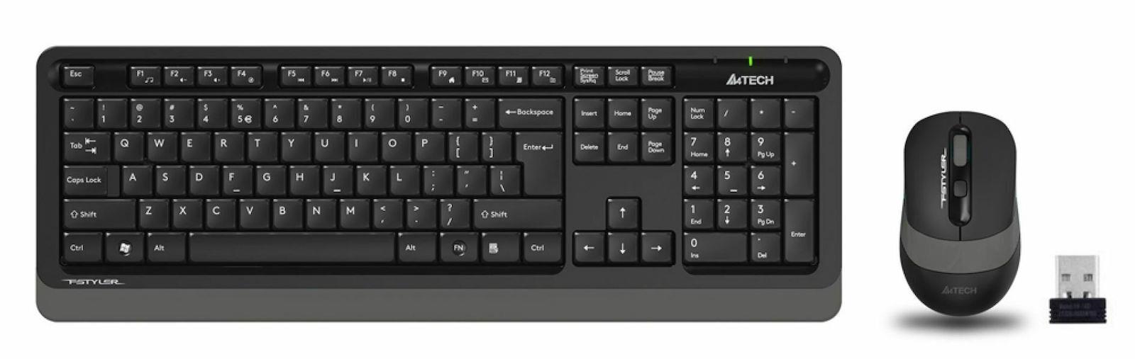 A4TECH ΑΣΥΡΜΑΤΟ SET FG1010 ΠΛΗΚΤΡΟΛΟΓΙΟ - ΠΟΝΤΙΚΙ F1010, ΜΑΥΡΟ/ΓΚΡΙ