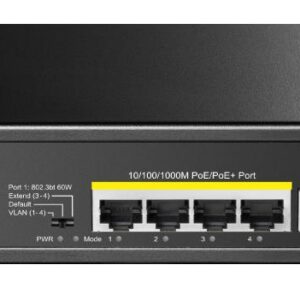 CUDY GS1005PTS1 5-PORT GIGABIT POE+ SWITCH WITH 1 SFP PORT 120W